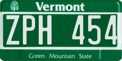 VT license plate ZPH454