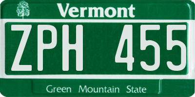 VT license plate ZPH455