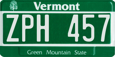 VT license plate ZPH457
