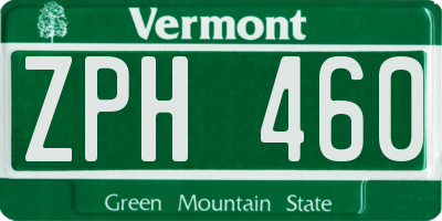 VT license plate ZPH460