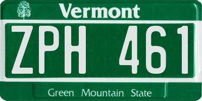 VT license plate ZPH461