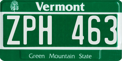 VT license plate ZPH463