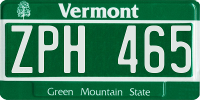 VT license plate ZPH465