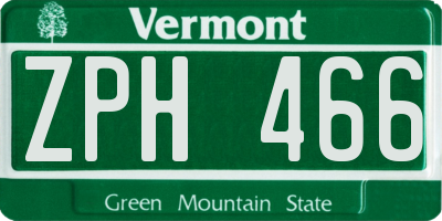 VT license plate ZPH466