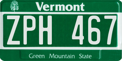 VT license plate ZPH467