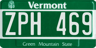 VT license plate ZPH469