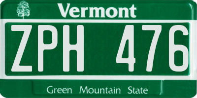 VT license plate ZPH476