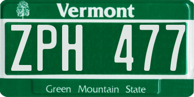 VT license plate ZPH477