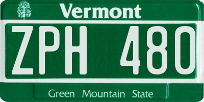 VT license plate ZPH480