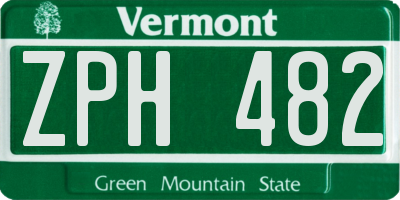 VT license plate ZPH482