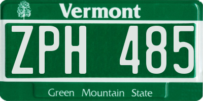 VT license plate ZPH485