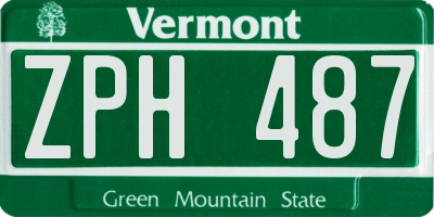 VT license plate ZPH487
