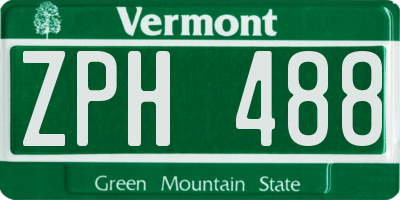 VT license plate ZPH488