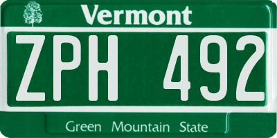 VT license plate ZPH492