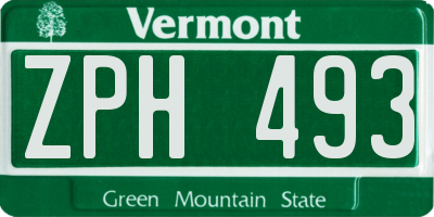 VT license plate ZPH493