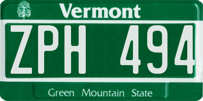 VT license plate ZPH494
