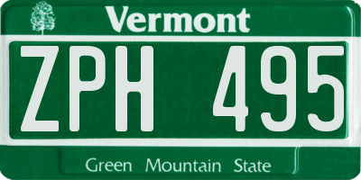 VT license plate ZPH495