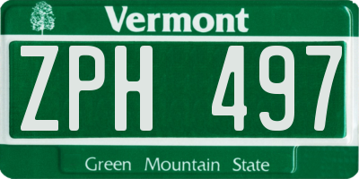 VT license plate ZPH497
