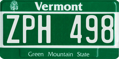 VT license plate ZPH498