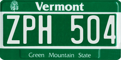 VT license plate ZPH504
