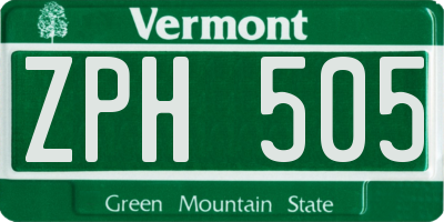 VT license plate ZPH505