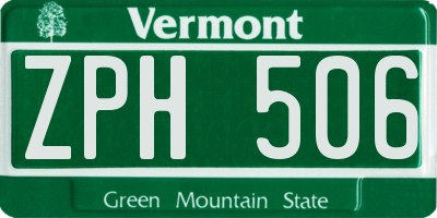 VT license plate ZPH506