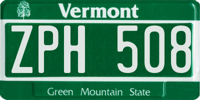 VT license plate ZPH508