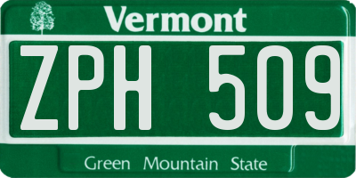 VT license plate ZPH509