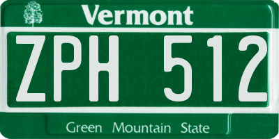 VT license plate ZPH512