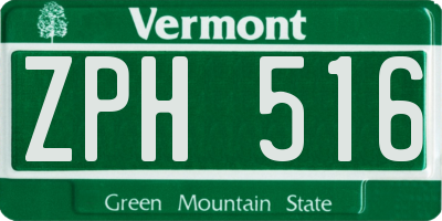 VT license plate ZPH516