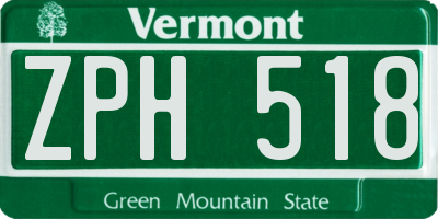 VT license plate ZPH518