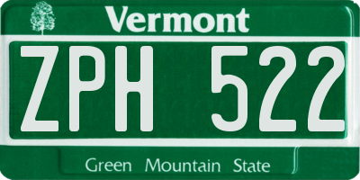 VT license plate ZPH522