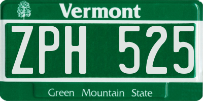 VT license plate ZPH525