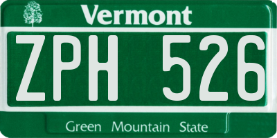 VT license plate ZPH526