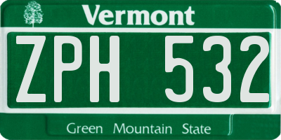 VT license plate ZPH532