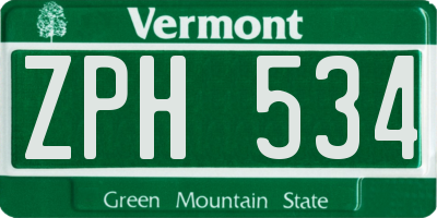 VT license plate ZPH534