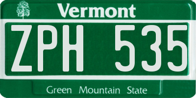 VT license plate ZPH535