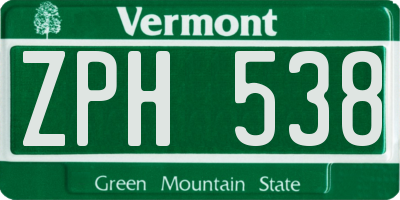 VT license plate ZPH538