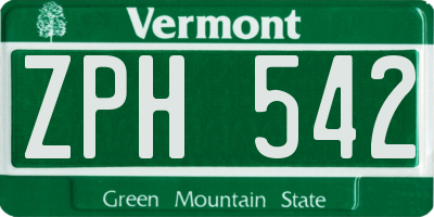 VT license plate ZPH542