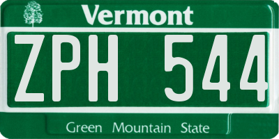 VT license plate ZPH544
