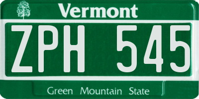 VT license plate ZPH545