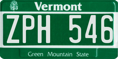 VT license plate ZPH546