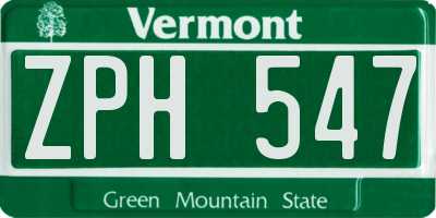 VT license plate ZPH547