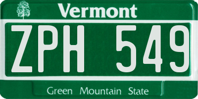VT license plate ZPH549