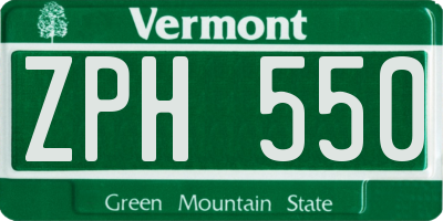 VT license plate ZPH550