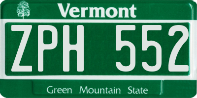 VT license plate ZPH552