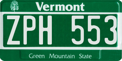 VT license plate ZPH553