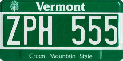 VT license plate ZPH555