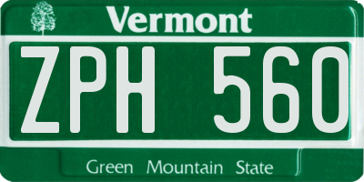 VT license plate ZPH560