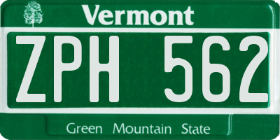 VT license plate ZPH562